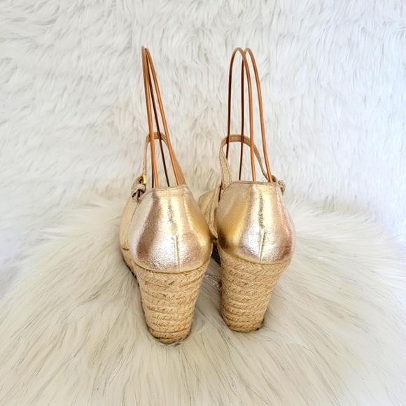 Gold Wedge Heel Sandals - Picture 3 of 5